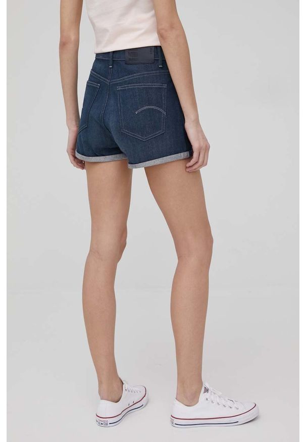 G-Star RAW - G-Star Raw szorty jeansowe damskie kolor granatowy high waist. Stan: podwyższony. Kolor: niebieski. Materiał: jeans