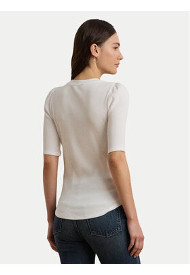 Lauren Ralph Lauren - LAUREN RALPH LAUREN Bluzka 200902618006 Biały Slim Fit. Kolor: biały. Materiał: bawełna