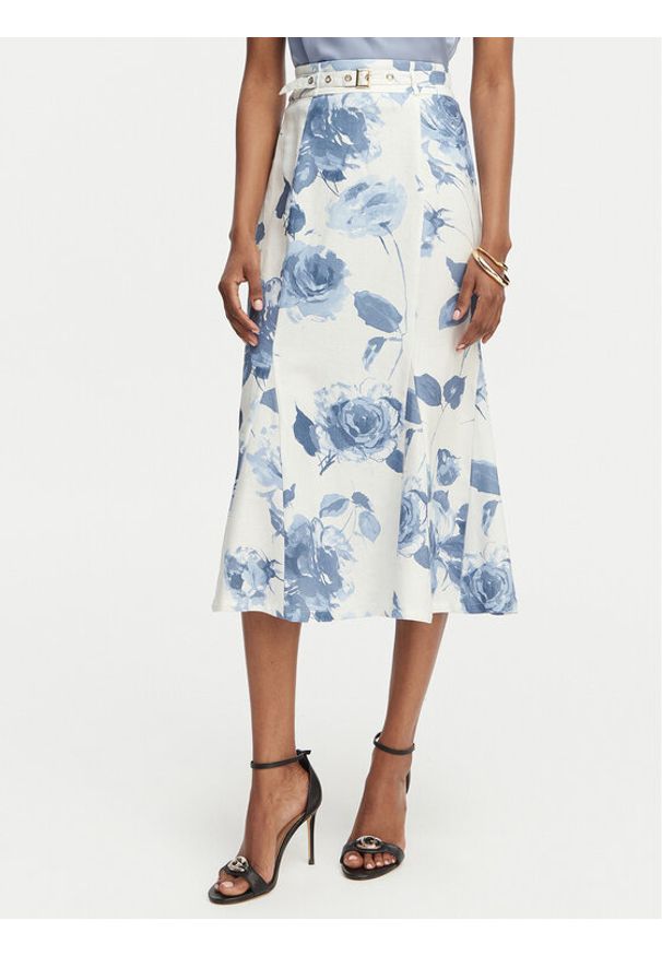 Guess Spódnica midi W6GD69 W2092 Kolorowy Regular Fit. Materiał: len, wiskoza. Wzór: kolorowy