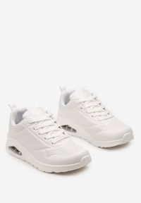 Born2be - Białe Sneakersy na Podeszwie z Amortyzacją i Sznurowaniem Dilletia. Zapięcie: sznurówki. Kolor: biały. Materiał: jeans, bawełna. Wzór: aplikacja #4