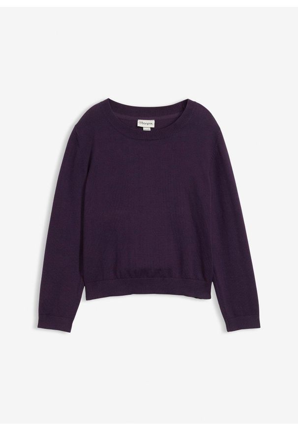 bonprix - Sweter z cienkiej dzianiny. Kolor: fioletowy. Materiał: dzianina