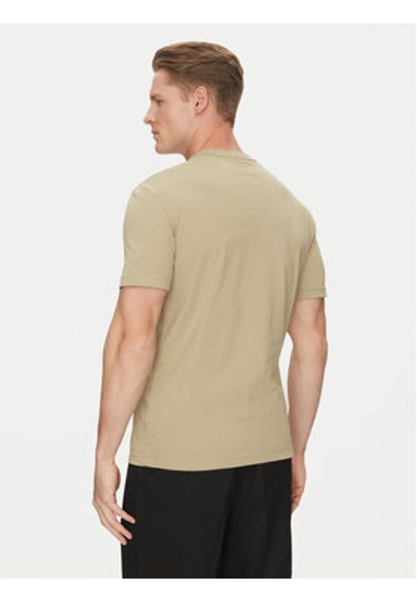 Calvin Klein T-Shirt Double Logo K10K114149 Beżowy Regular Fit. Kolor: beżowy. Materiał: bawełna