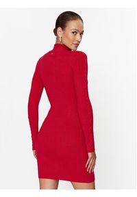 Guess Sukienka dzianinowa W3BK0W Z2YJ2 Czerwony Slim Fit. Kolor: czerwony. Materiał: dzianina, wiskoza