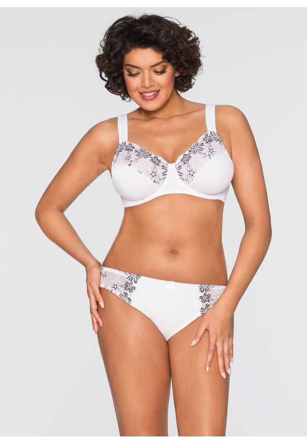 bonprix - Biustonosz na fiszbinach z wyściełanymi ramiączkami (2 szt.). Kolor: biały. Rodzaj stanika: wyściełane miseczki, różne sposoby noszenia. Wzór: haft