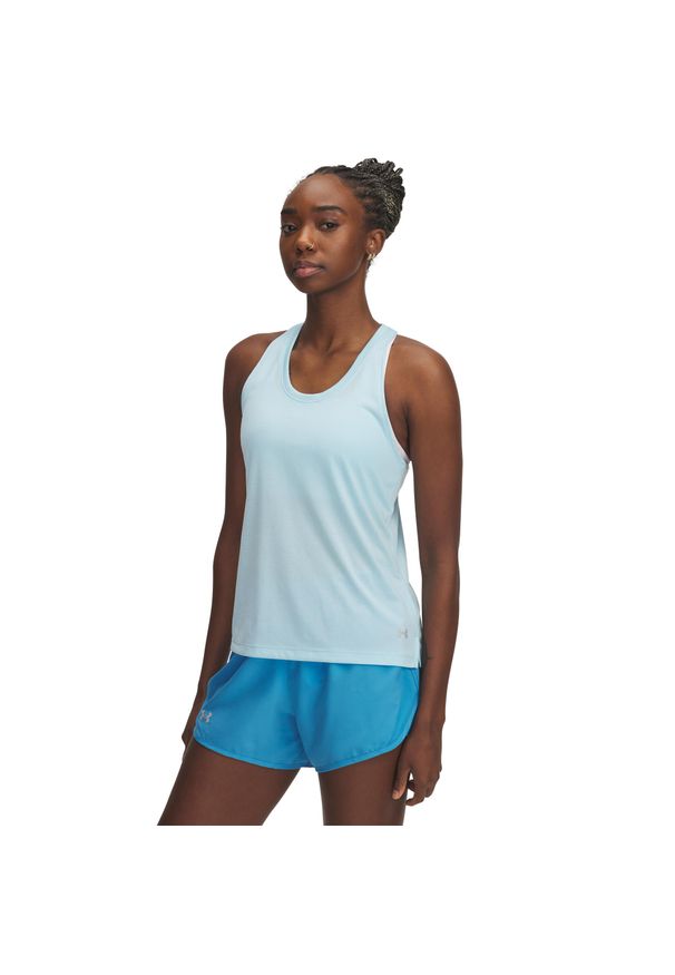 Damski tank top Under Armour Launch. Kolor: niebieski. Materiał: materiał. Sport: bieganie