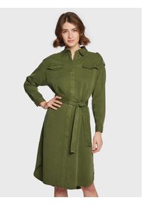 Pepe Jeans Sukienka koszulowa Lidia PL953139 Zielony Relaxed Fit. Kolor: zielony. Materiał: lyocell. Typ sukienki: koszulowe