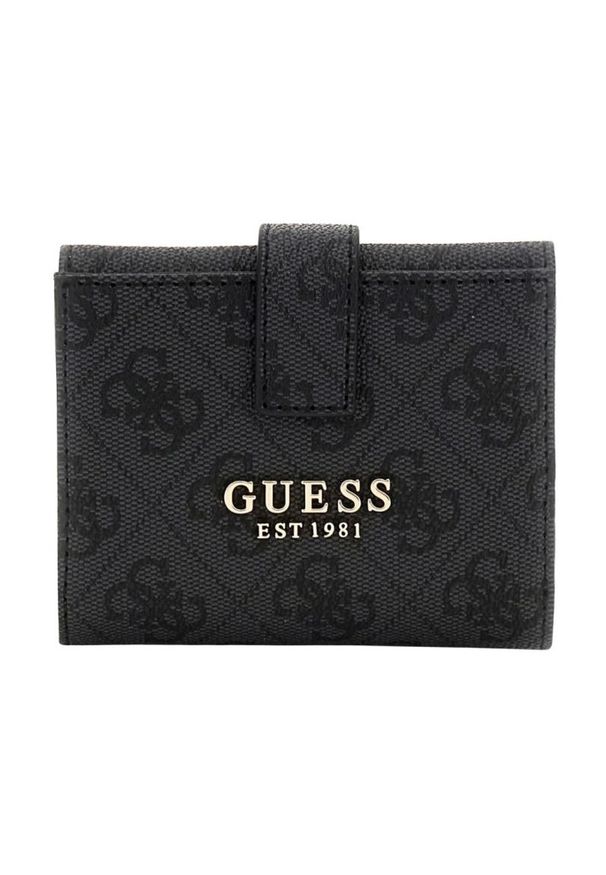Guess - GUESS Czarny mały portfel damski Laurel. Kolor: czarny. Materiał: skóra ekologiczna