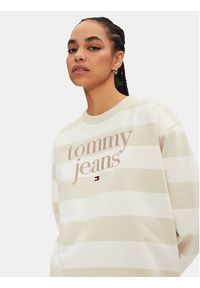 Tommy Jeans Bluza Ess Logo DW0DW19041 Beżowy Relaxed Fit. Kolor: beżowy. Materiał: bawełna