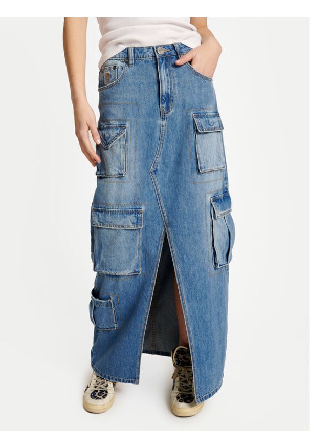 One Teaspoon Spódnica jeansowa 90's 26248 Niebieski Regular Fit. Kolor: niebieski. Materiał: bawełna