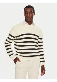 TOMMY HILFIGER - Tommy Hilfiger Sweter MW0MW36525 Beżowy Regular Fit. Kolor: beżowy. Materiał: bawełna