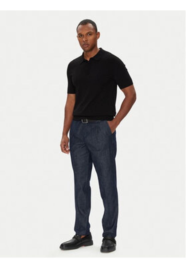 Hugo - HUGO Polo San Peter-CV 50536672 Czarny Regular Fit. Typ kołnierza: polo. Kolor: czarny. Materiał: wiskoza