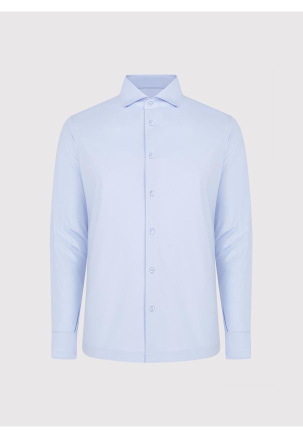 Pako Lorente - PAKO LORENTE – Jasnoniebieska koszula z dzianiny. Okazja: na co dzień. Kolor: szary, niebieski. Materiał: dzianina. Długość rękawa: długi rękaw. Długość: długie. Styl: casual