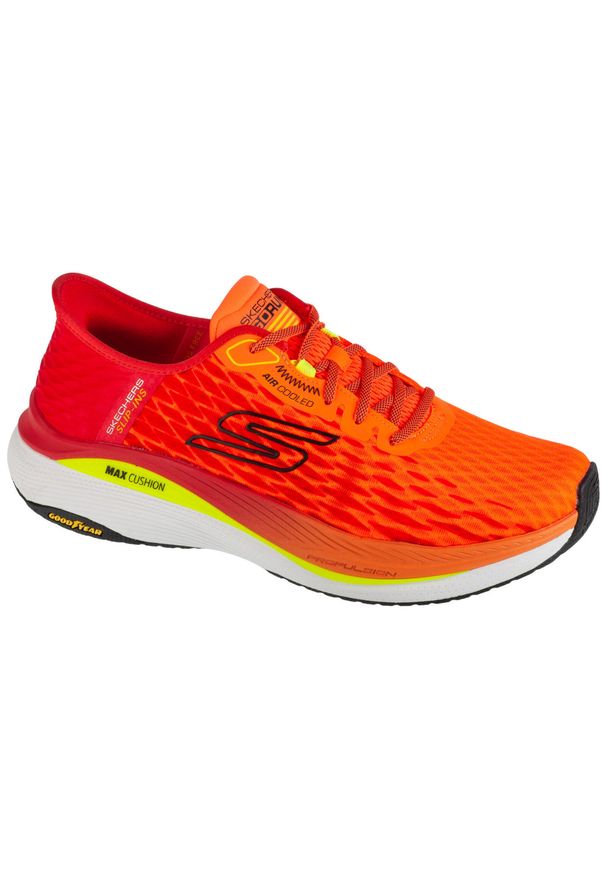 skechers - Buty do biegania męskie, Slip-Ins: Max Cushioning Propulsion - Vitality. Kolor: pomarańczowy. Materiał: materiał, syntetyk, tkanina
