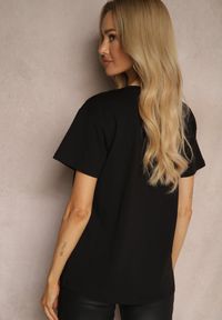 Renee - Czarny Klasyczny T-shirt z Bawełny Irithnea. Okazja: na co dzień. Kolor: czarny. Materiał: bawełna. Styl: klasyczny #5