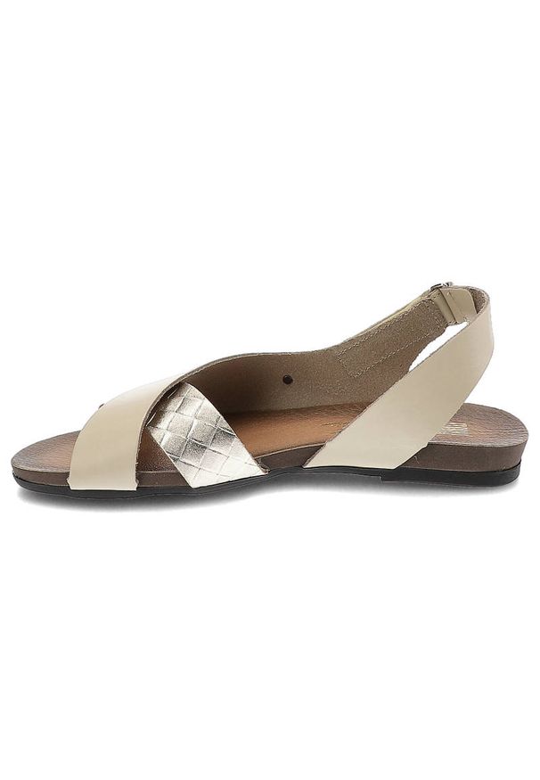 Beżowe Sandały Lemar Modne Buty Na Lato. Zapięcie: rzepy. Kolor: beżowy. Materiał: skóra. Wzór: aplikacja. Sezon: lato. Obcas: na obcasie. Styl: klasyczny, elegancki. Wysokość obcasa: niski