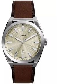 Zegarek Fossil Męski Everett Classic Silver Beige Dial Brown Leather (FS6071) #1