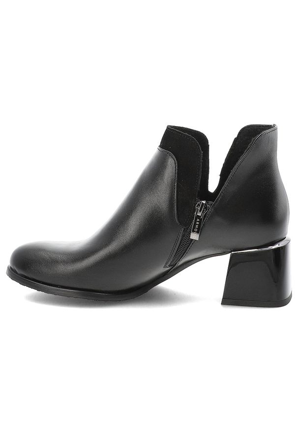 Czarne Botki Armodo Eleganckie Obuwie Damskie. Okazja: na co dzień. Kolor: czarny. Materiał: skóra. Szerokość cholewki: normalna. Obcas: na obcasie. Styl: elegancki. Wysokość obcasa: średni