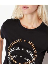 Armani Exchange - ARMANI EXCHANGE - Czarny t-shirt z logo. Kolor: czarny. Materiał: materiał #2