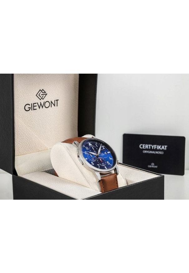 Zegarek Giewont Zegarek Męski Chronograph Sapphire Brązowo-Niebieski GW5630-A6. Kolor: niebieski, wielokolorowy, brązowy