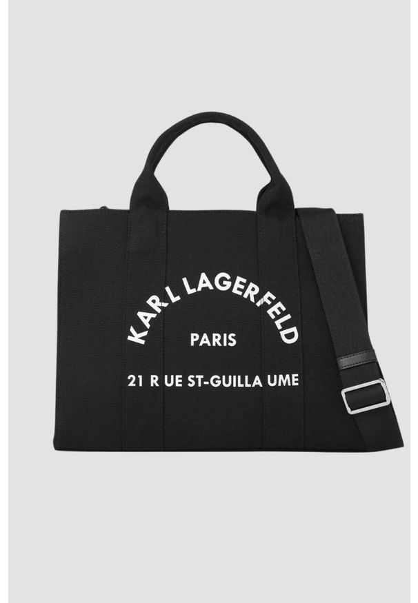 Karl Lagerfeld - KARL LAGERFELD Сzarna bawełniana damska torebka. Kolor: czarny. Styl: klasyczny