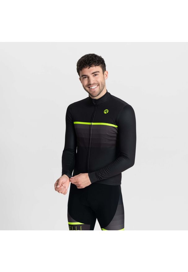 ROGELLI - Koszulka rowerowa męska Rogelli HERO II z długim rękawem. Kolor: żółty, wielokolorowy, czarny. Długość rękawa: długi rękaw. Długość: długie. Sezon: lato. Sport: kolarstwo