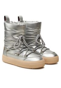 TOMMY HILFIGER - Tommy Hilfiger Śniegowce FW0FW08442 Srebrny. Kolor: srebrny. Materiał: skóra #7