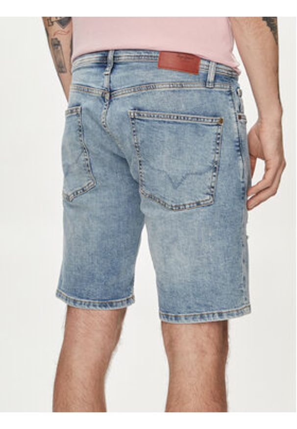 Pepe Jeans Szorty jeansowe Taper Short PM801084RH2 Niebieski Regular Fit. Kolor: niebieski. Materiał: bawełna