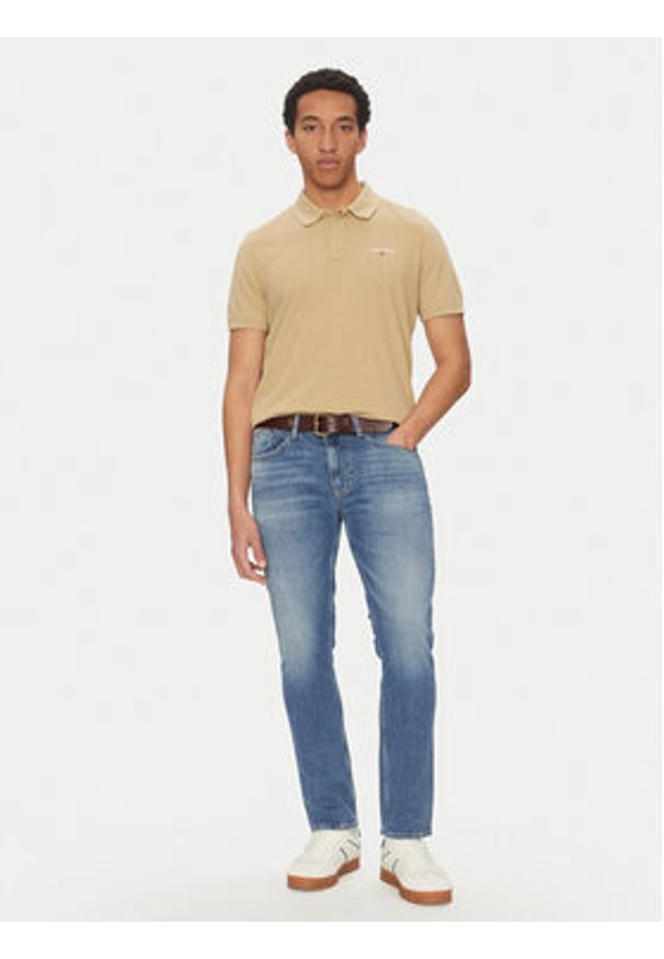 Tommy Jeans Polo Linear DM0DM20914 Beżowy Regular Fit. Typ kołnierza: polo. Kolor: beżowy. Materiał: bawełna