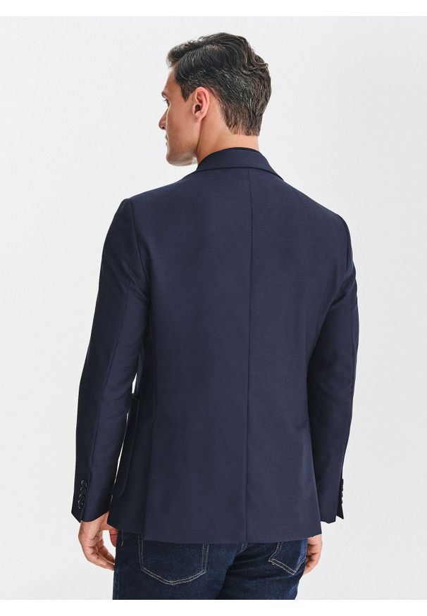 Pako Lorente - PAKO LORENTE - Granatowa marynarka jednorzędowa. Kolor: niebieski. Materiał: wełna