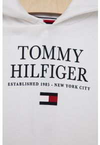 TOMMY HILFIGER - Tommy Hilfiger - Bluza dziecięca. Okazja: na co dzień. Typ kołnierza: kaptur. Kolor: biały. Materiał: bawełna, dzianina. Wzór: nadruk. Styl: casual