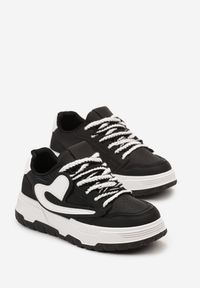 Born2be - Czarno-Białe Sneakersy Beliossa. Kolor: czarny. Materiał: skóra ekologiczna