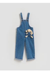 Reserved - Jeansowe ogrodniczki z misiem - niebieski. Kolor: niebieski. Materiał: jeans #1