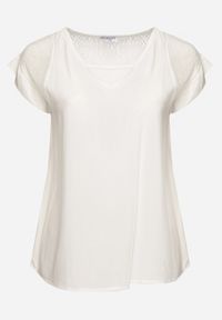 Born2be - Biała Bluzka z Wiskozy z Przezroczystymi Wstawkami Zelauri. Okazja: na co dzień. Kolor: biały. Materiał: wiskoza. Styl: casual, elegancki #6