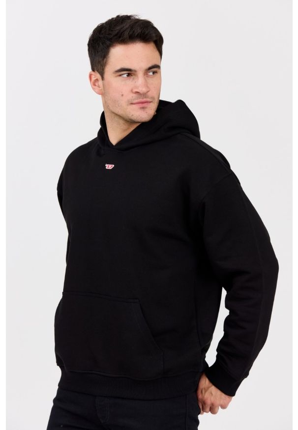 Diesel - DIESEL Czarna męska bluza z kapturem S-BOXT-HOOD-D, Rozmiar XXL. Typ kołnierza: kaptur. Kolor: czarny. Materiał: elastan, bawełna. Długość rękawa: długi rękaw. Długość: długie. Wzór: jednolity. Styl: klasyczny