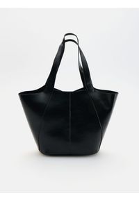 Reserved - Torebka shopper - czarny. Kolor: czarny. Materiał: skórzane