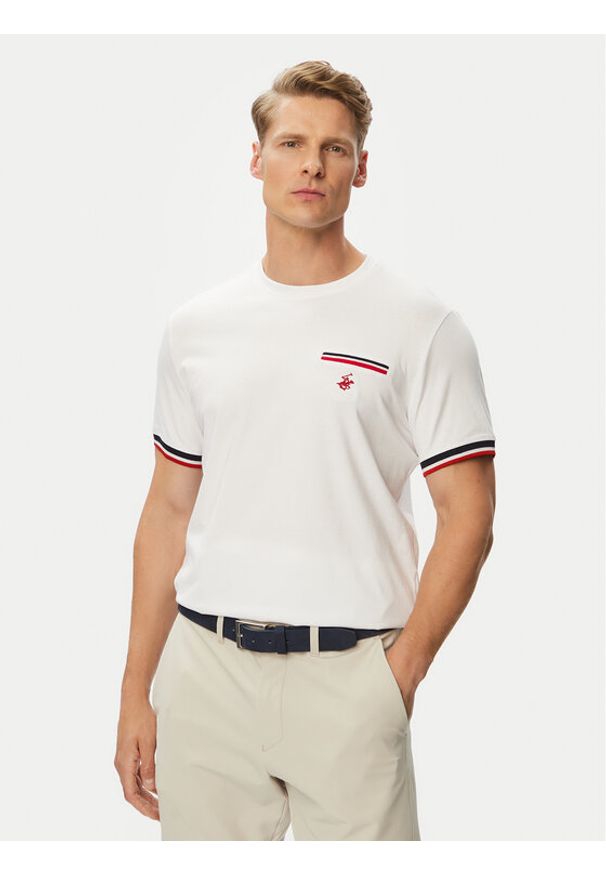 Beverly Hills Polo Club T-Shirt P-SS26M-TS0112 Biały Regular Fit. Typ kołnierza: polo. Kolor: biały. Materiał: bawełna