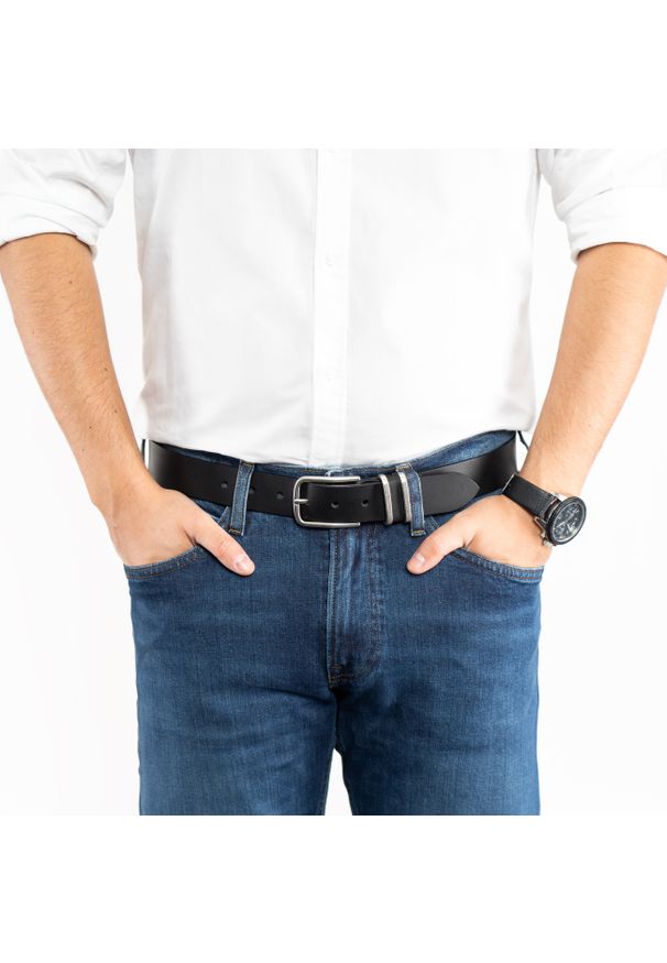 Tom Tailor - TOM TAILOR MĘSKI PASEK SKÓRZANY KLASYCZNY SKÓRA TG1046R69/790 35mm Gürtel Q.1869 0790 BLACK. Materiał: skóra. Wzór: paski. Styl: klasyczny