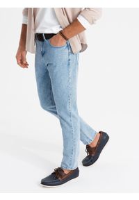 Ombre Clothing - Marmurkowe męskie spodnie jeansowe CARROT FIT – jasnoniebieskie V1 OM-PADP-0225 - XXL. Kolor: niebieski. Materiał: jeans. Styl: klasyczny, retro #9