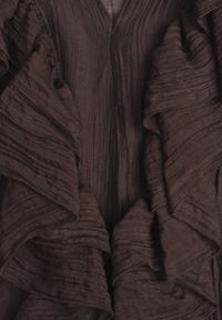 Renee - Brązowa Bluzka z Lyocellem w Stylu Boho z Wiązaniem pod Szyją i Falbanami Tasimi. Okazja: na co dzień. Kolor: brązowy. Materiał: jeans. Styl: boho #3