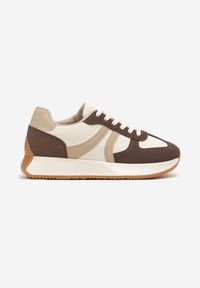 Born2be - Brązowe Sneakersy Ozdobione Paskami Florgisse. Okazja: na co dzień, na spacer. Zapięcie: pasek. Kolor: brązowy. Materiał: jeans. Wzór: aplikacja. Sport: turystyka piesza