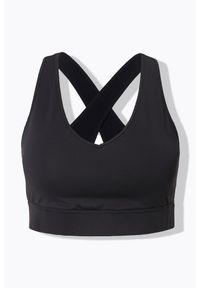 ULLA POPKEN - Biustonosz sportowy, miękkie miseczki, skrzyżowane ramiączka na plecach. Kolekcja: plus size. Kolor: czarny. Materiał: elastan, poliester