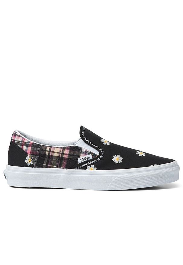 Buty Vans Classic Slip-On VN0A5JMHUUW1 - czarne. Okazja: na co dzień. Zapięcie: bez zapięcia. Kolor: czarny. Materiał: guma, materiał. Szerokość cholewki: normalna. Wzór: kwiaty, nadruk. Model: Vans Classic