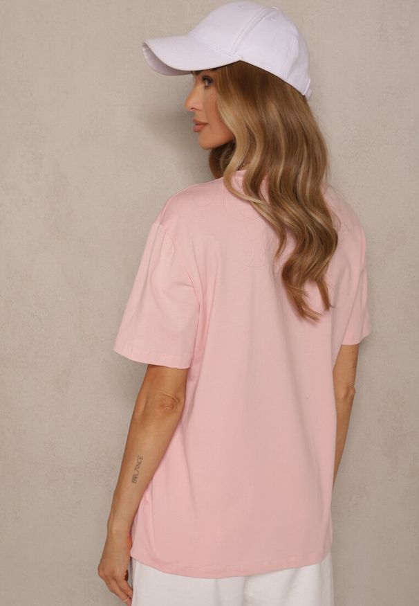 Renee - Różowy T-shirt z Bawełny z Nadrukiem Tellanis. Okazja: na co dzień. Kolor: różowy. Materiał: bawełna. Wzór: nadruk. Styl: sportowy, klasyczny, elegancki, casual