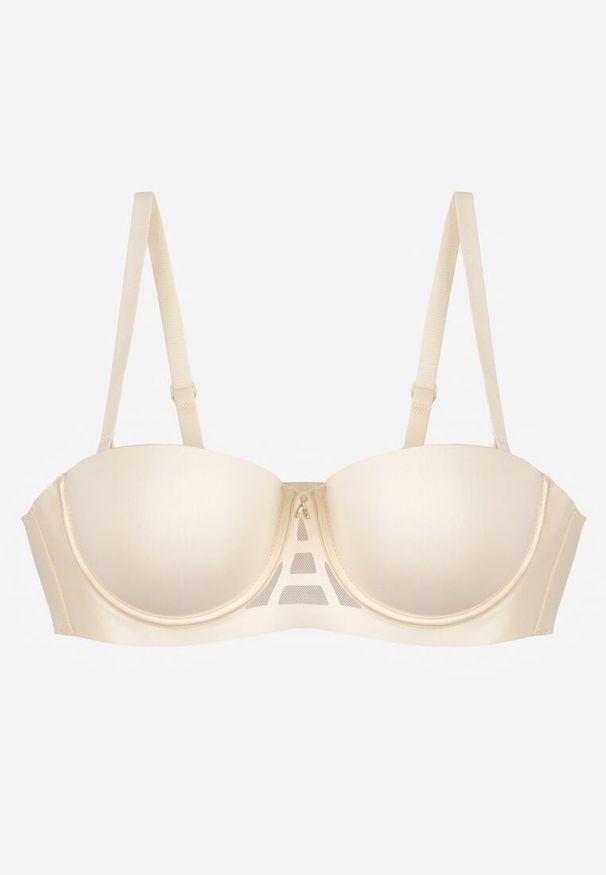 Born2be - Jasnobeżowy Gładki Biustonosz Balkonetka Dalilin. Kolor: beżowy. Wzór: gładki