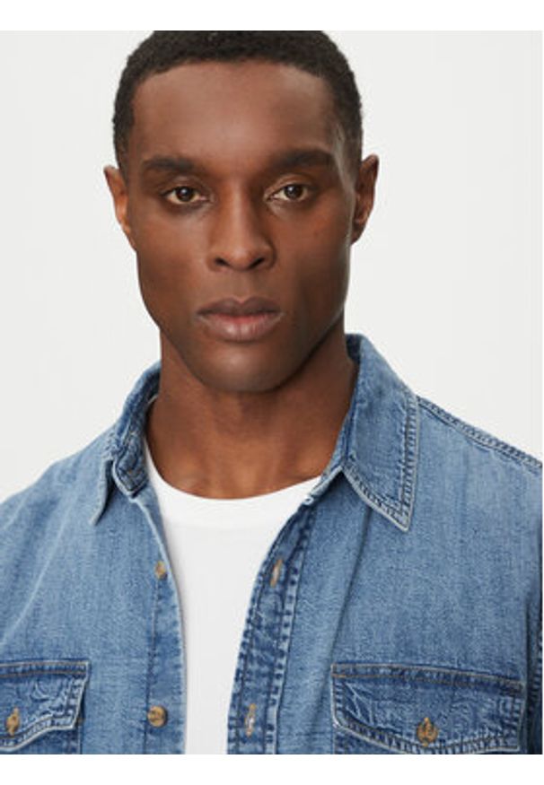 Guess Jeans Koszula jeansowa M4YH56 D5EI2 Granatowy Regular Fit. Kolor: niebieski. Materiał: bawełna