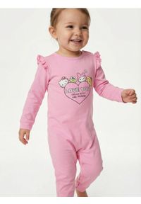 Sinsay - Bawełniany pajacyk z nadrukiem Hello Kitty - begonia. Materiał: bawełna. Wzór: motyw z bajki, nadruk #1