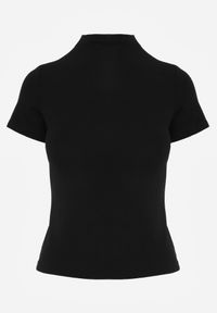 Renee - Czarny Wiskozowy T-shirt o Dopasowanym Kroju z Golfem Isomina. Okazja: na co dzień, na imprezę. Typ kołnierza: golf. Kolor: czarny. Materiał: wiskoza. Styl: casual #6