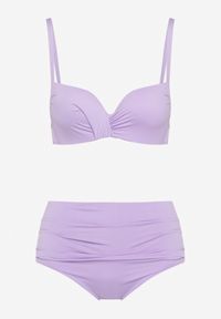 Renee - Fioletowe Bikini Usztywniany Biustonosz na Regulowanych Ramiączkach i Majtki z Wysokim Stanem Olamarie. Stan: podwyższony. Kolor: fioletowy #6