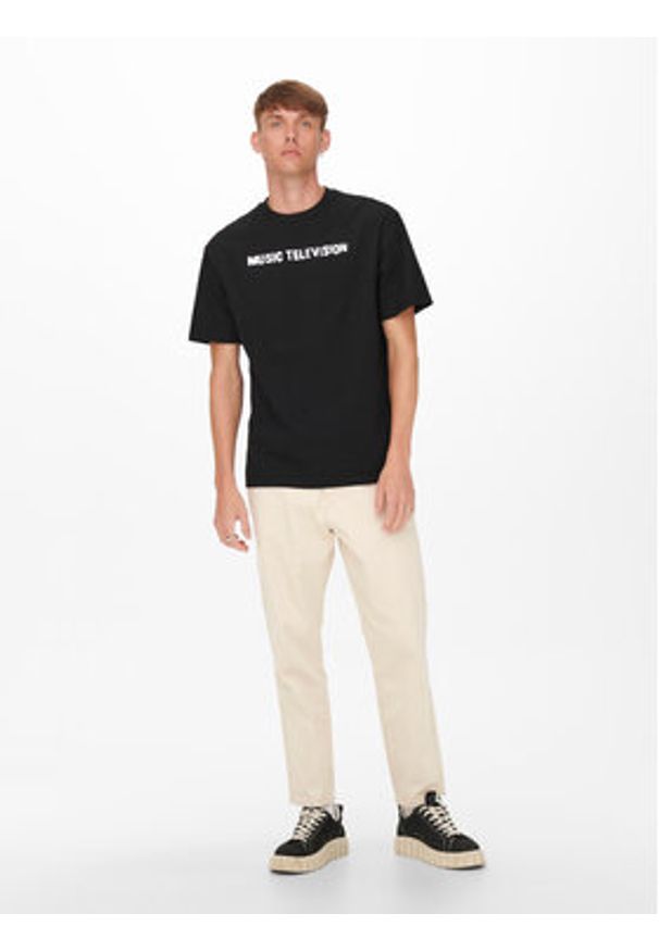 Only & Sons T-Shirt MTV 22022779 Czarny Relaxed Fit. Kolor: czarny. Materiał: bawełna