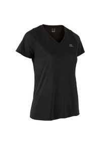 KALENJI - Koszulka do biegania damska Kalenji Dry. Kolor: czarny. Materiał: materiał, poliester. Sport: fitness #1
